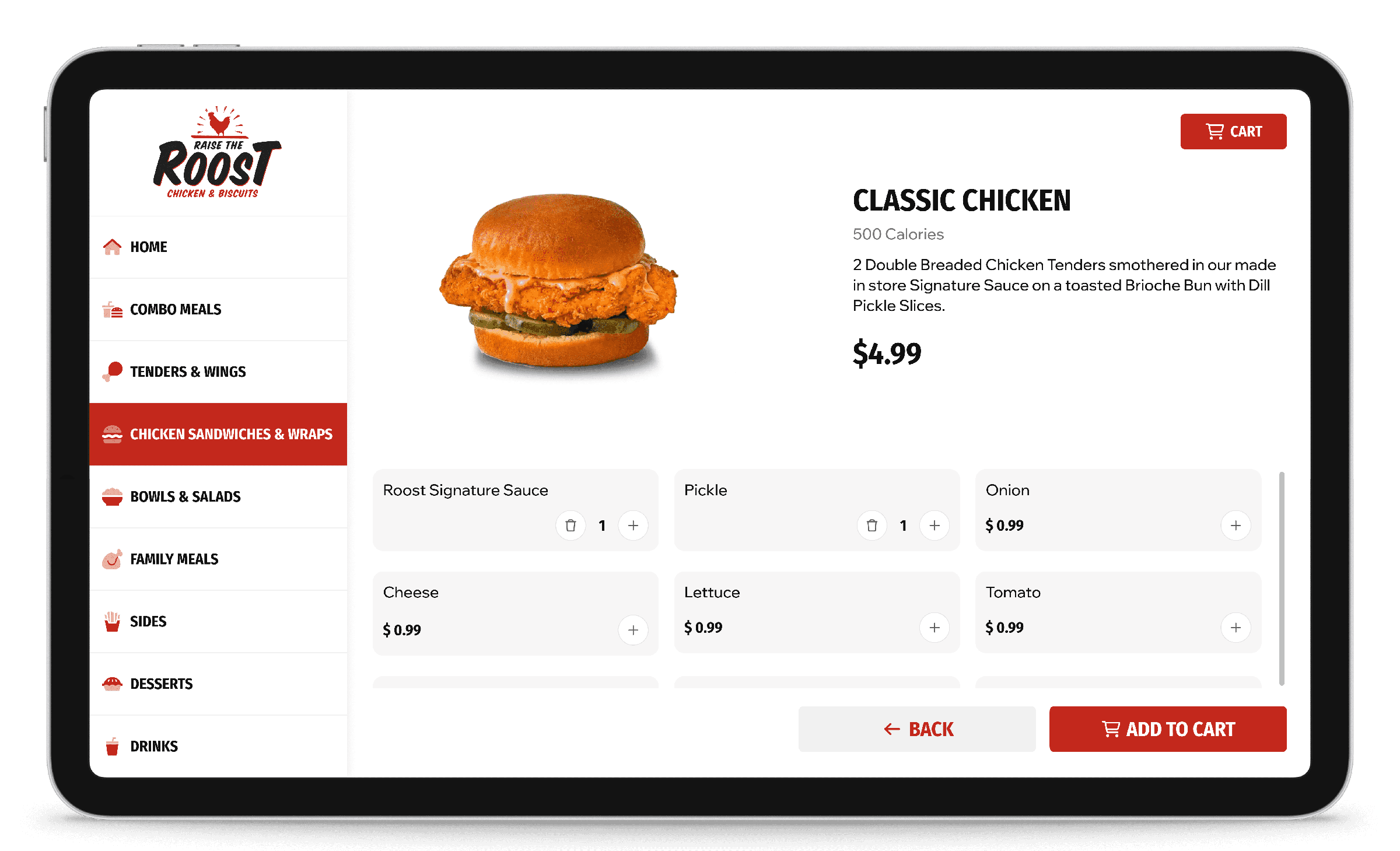 Kiosk product detail screen