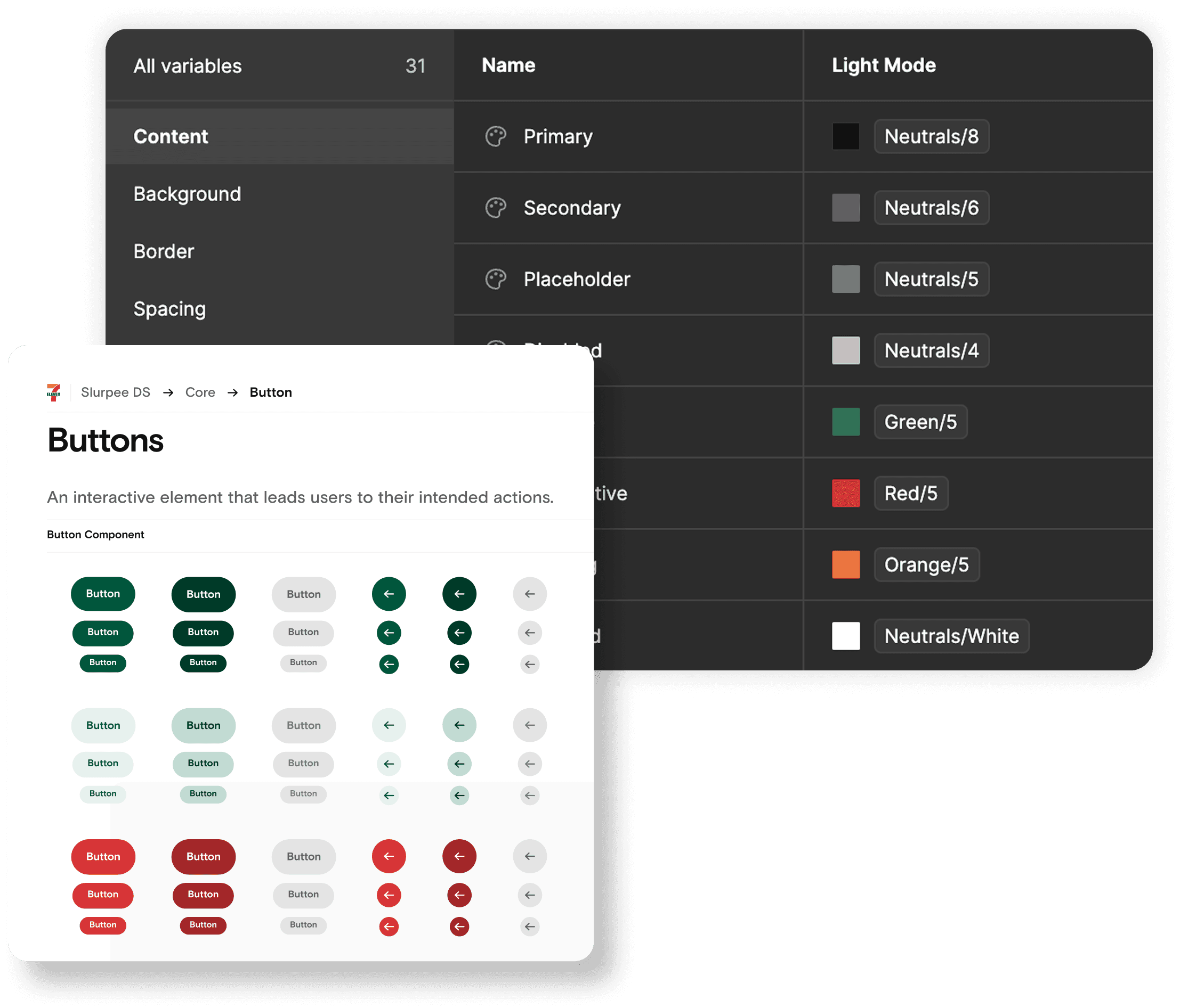 Figma variables table overlapping button component