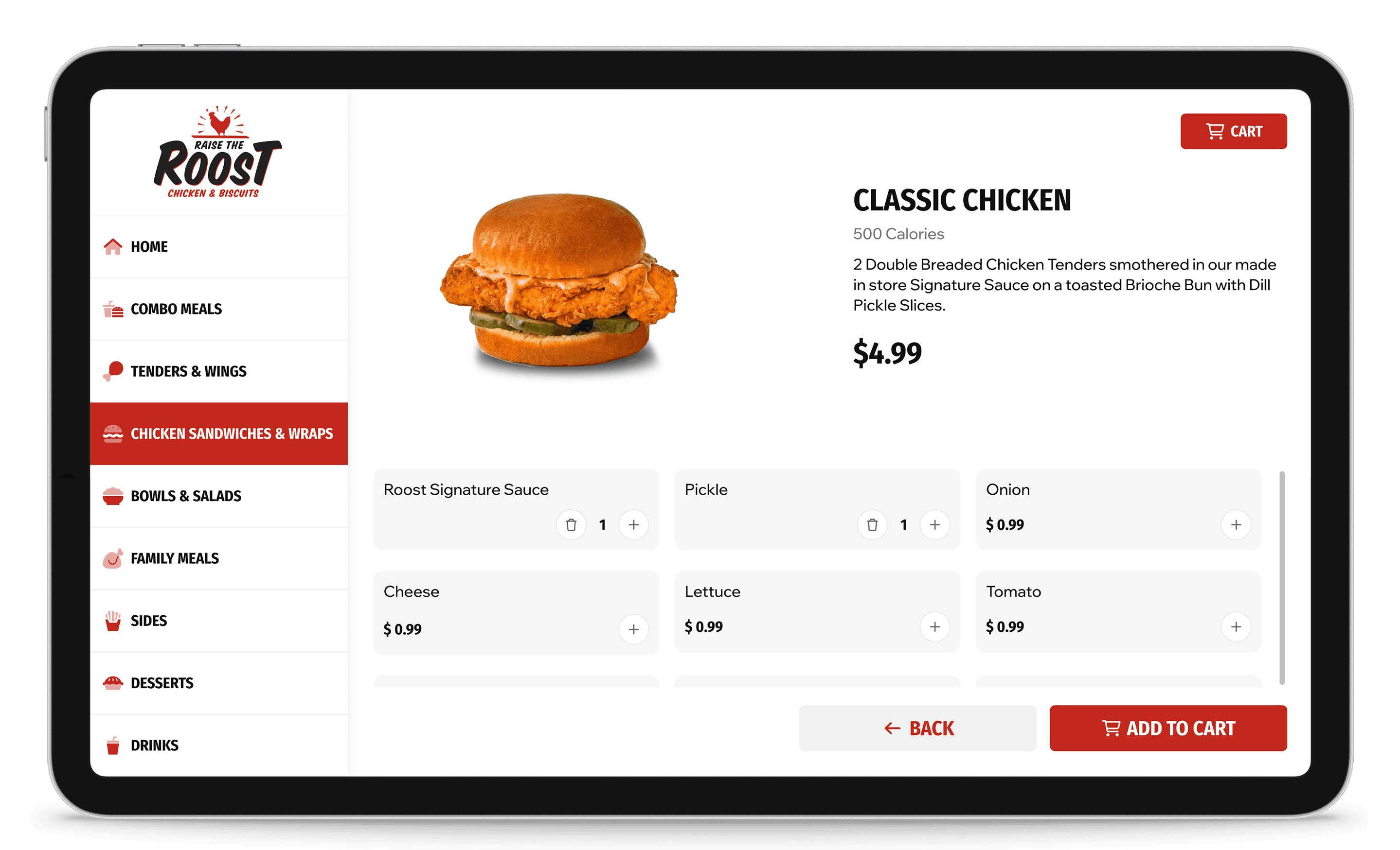 Kiosk product detail screen