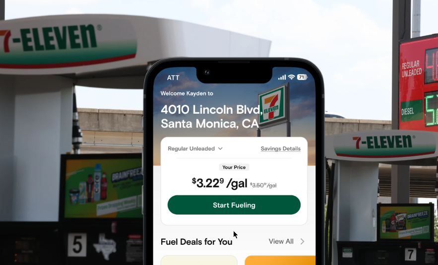 Contextual primary action at a 7-Eleven gas station