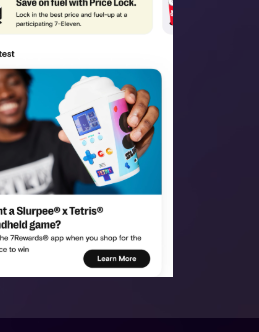 Old 7-Eleven home screen crowded with promotional content